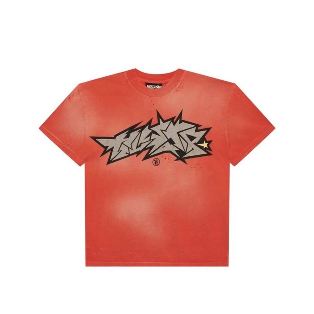 Size XL - Hellstar Crack Print Faded Distressed Red Shirt❤️ New/100% Authentic!